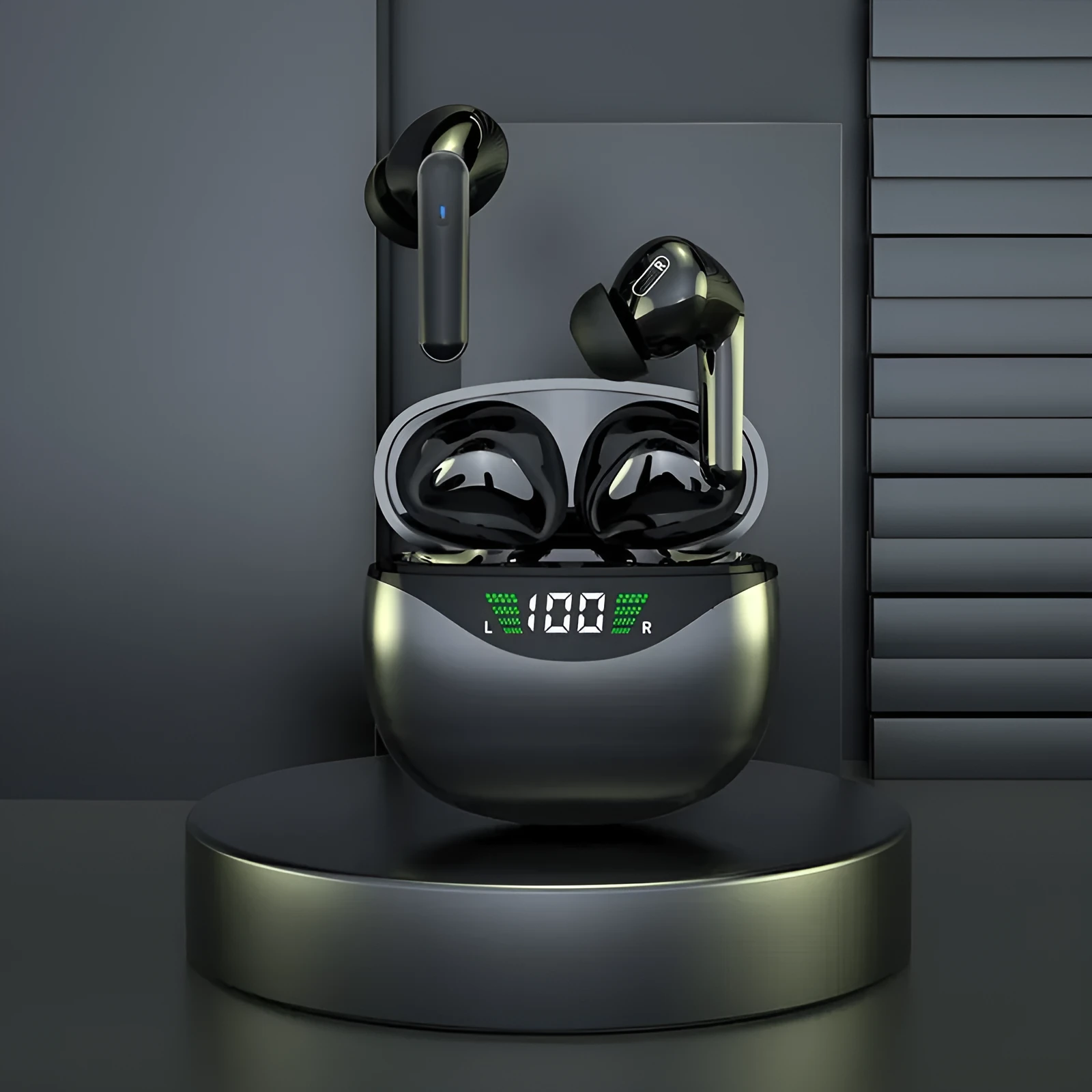 Black wireless Bluetooth earplug headset with PC+ABS body and Jerry chip