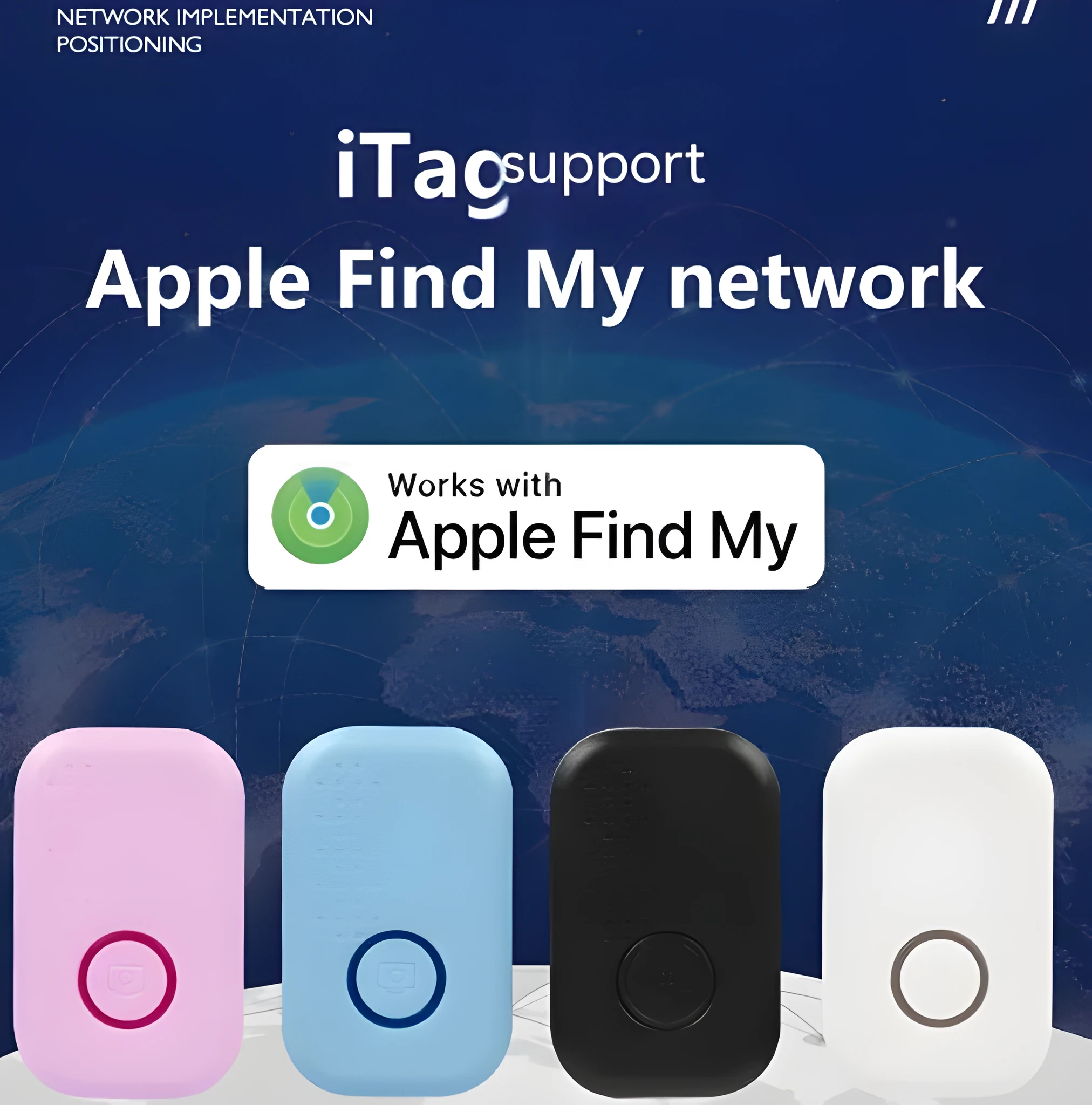 iTag Bluetooth item finder in black and white with keyring attachment, 27x44x9mm, 9.6g, four colours available