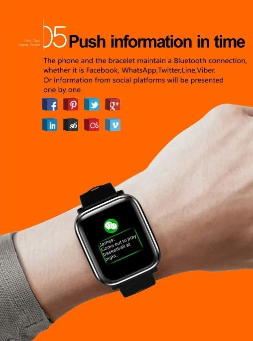 Q58 smart bracelet with 1.3-inch touch screen and silicone strap in gray