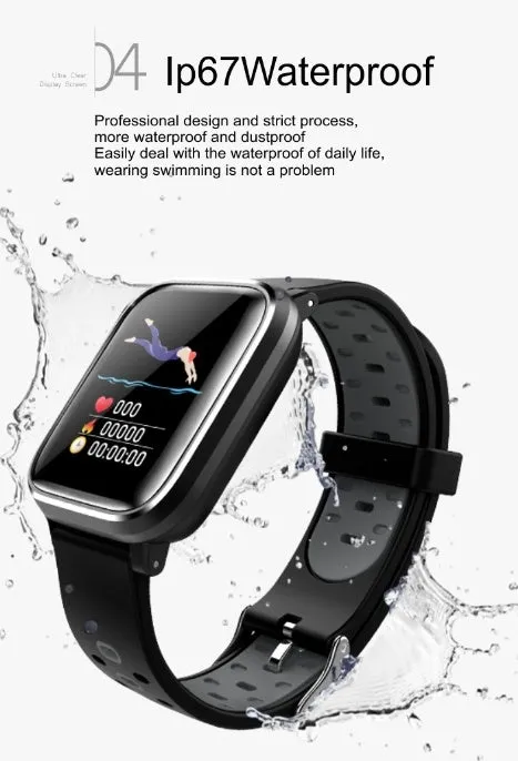 Q58 smart bracelet with 1.3-inch touch screen and silicone strap in gray