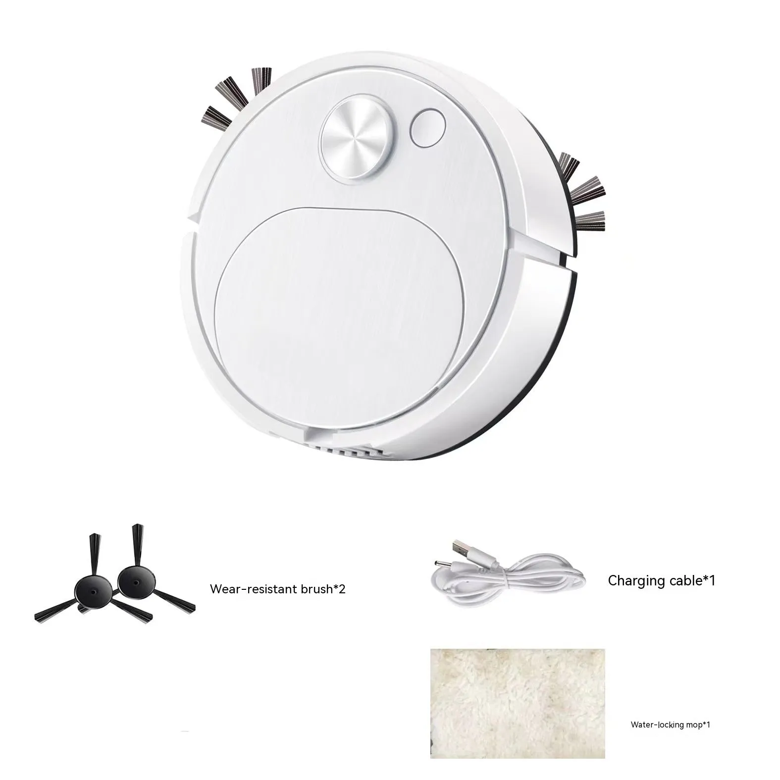 Mini USB rechargeable sweeping robot vacuum with wear resistant brush and lock water mop for hard floors