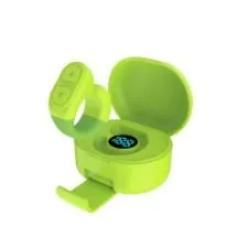 Black plastic Bluetooth remote control for phone photography with charging compartment