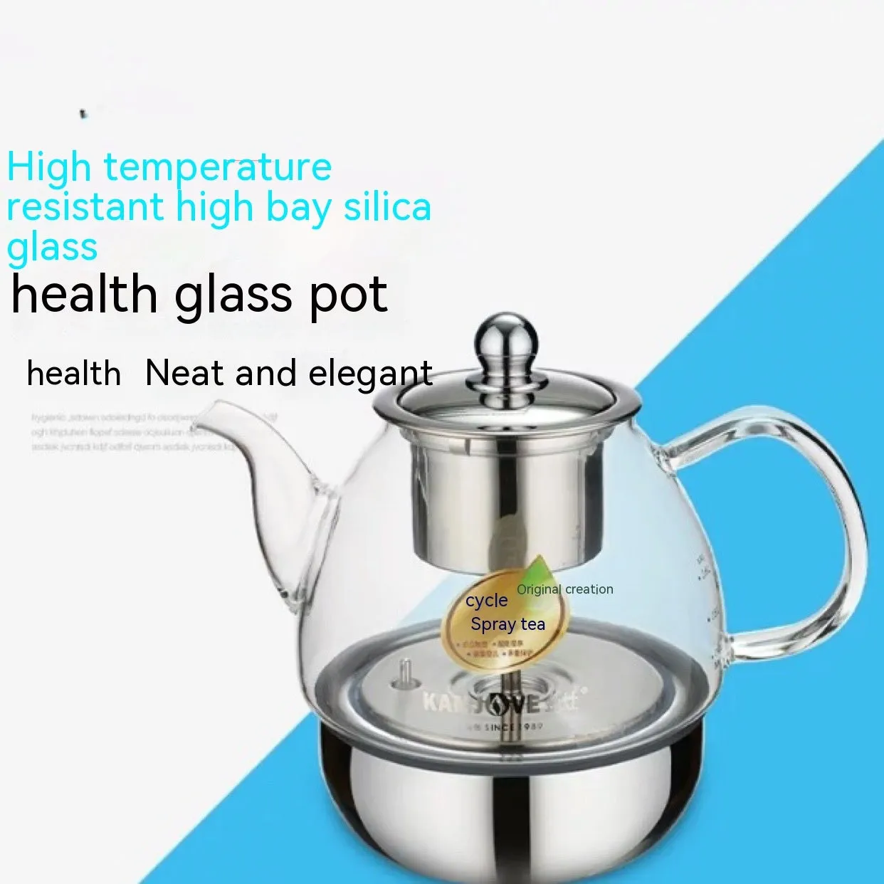 Electric glass tea maker with steam spray, automatic shut-off, in multiple colour options including A57 Black and A99