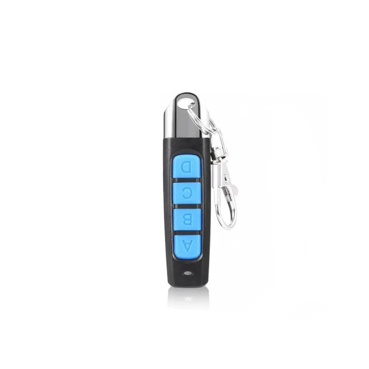 Rolling door remote control transmitter in black plastic casing with 433MHZ frequency and copy function