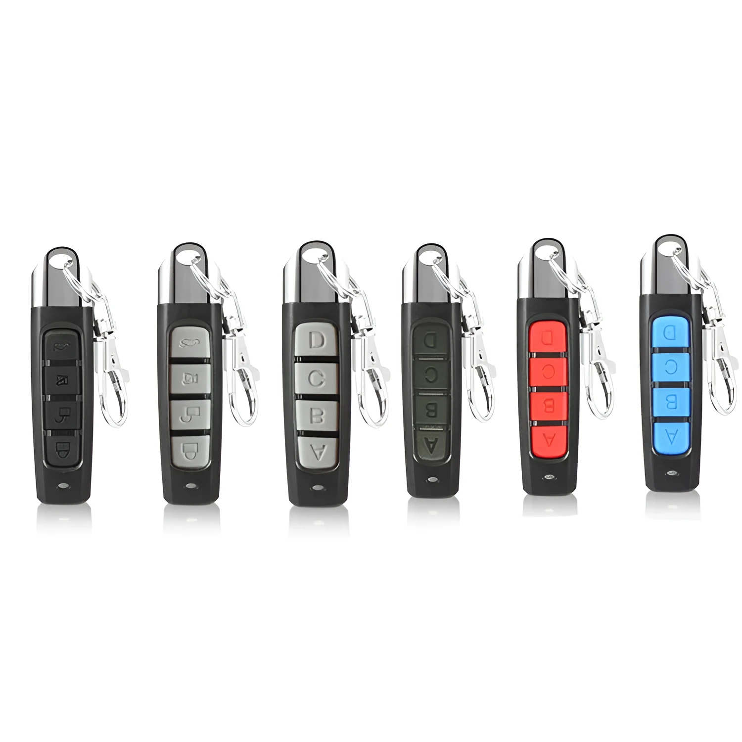 Rolling door remote control transmitter in black plastic casing with 433MHZ frequency and copy function