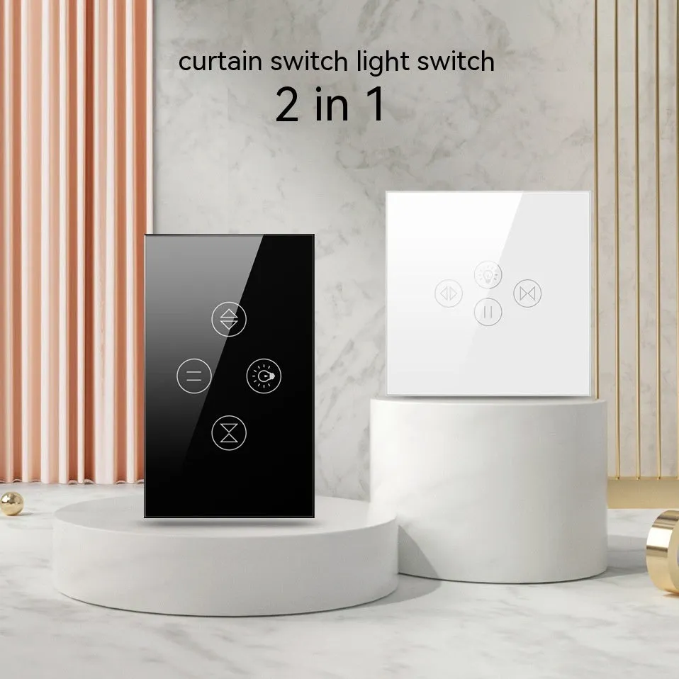 Smart curtain light touch switch plastic black white wall mount voice control