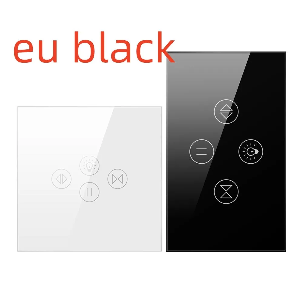 Smart curtain light touch switch plastic black white wall mount voice control
