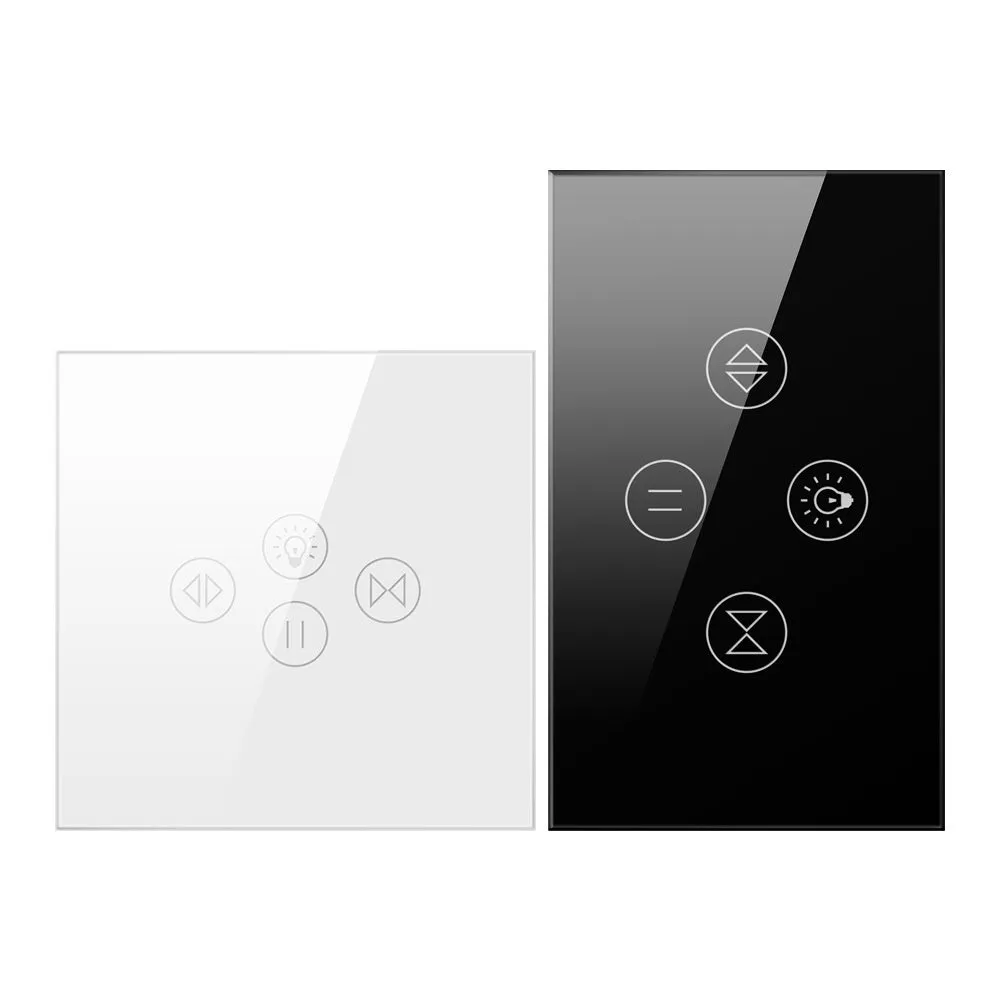 Smart curtain light touch switch plastic black white wall mount voice control