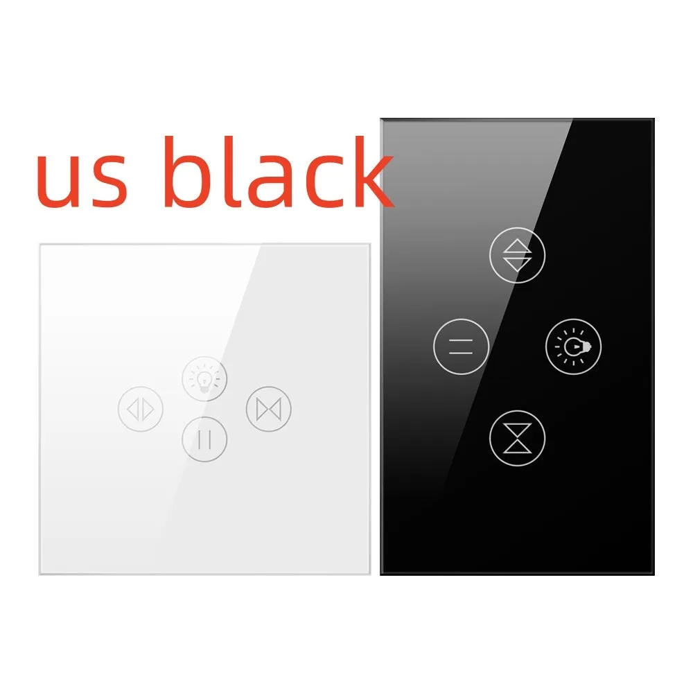 Smart curtain light touch switch plastic black white wall mount voice control