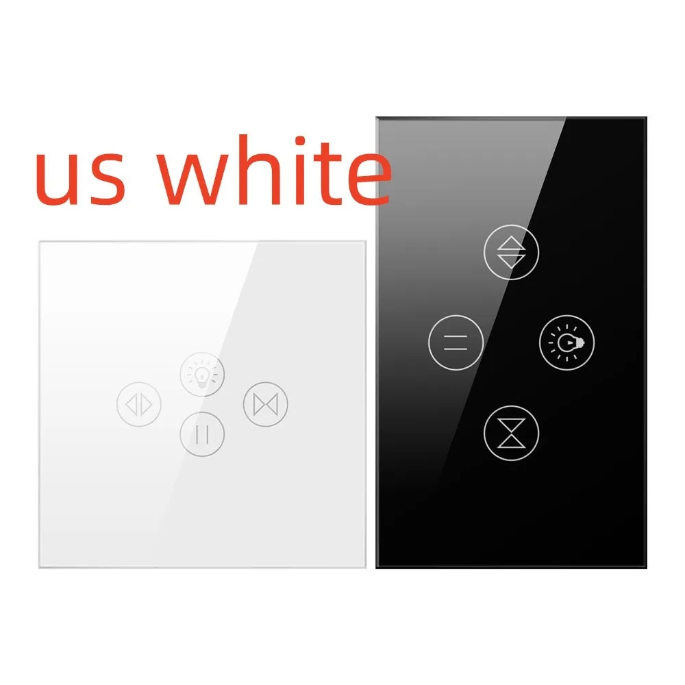 Smart curtain light touch switch plastic black white wall mount voice control