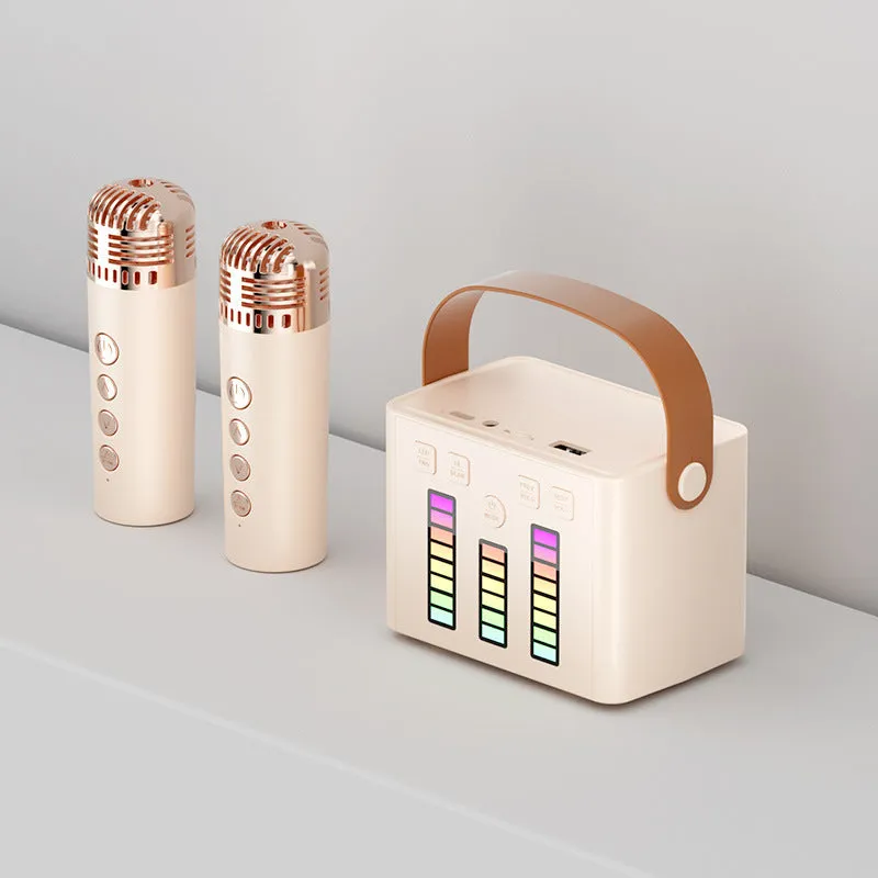 Wireless Bluetooth speaker with colourful light and microphone in white