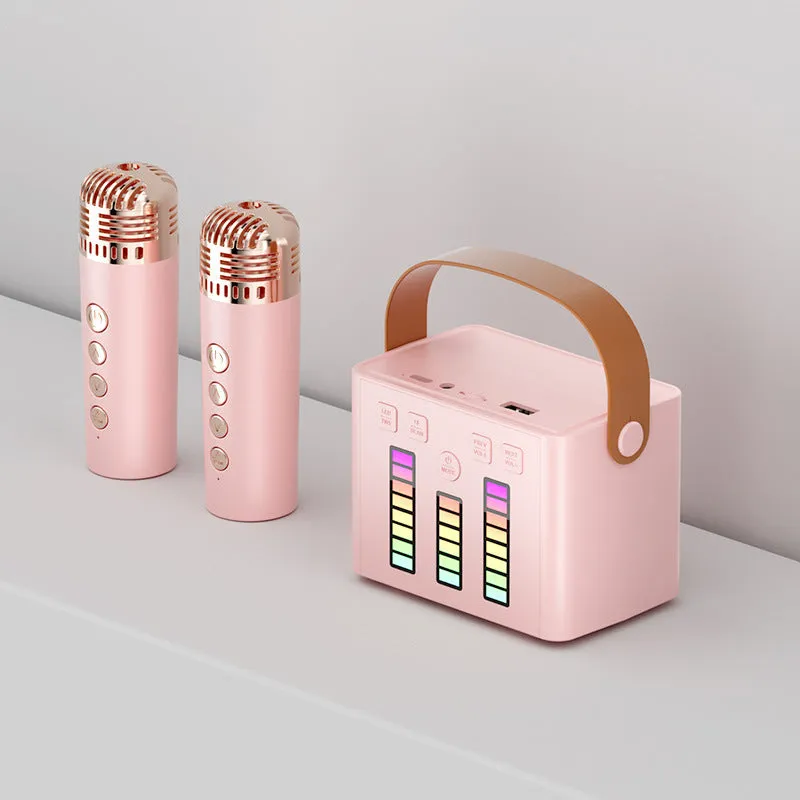 Wireless Bluetooth speaker with colourful light and microphone in white