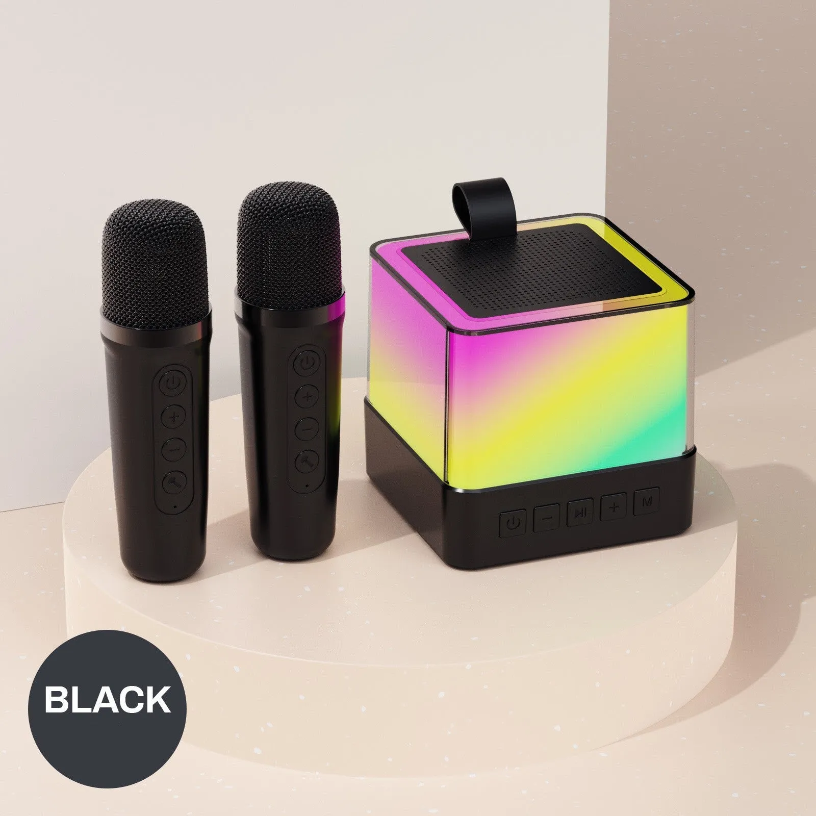 Wireless Bluetooth speaker with colourful light and microphone in white