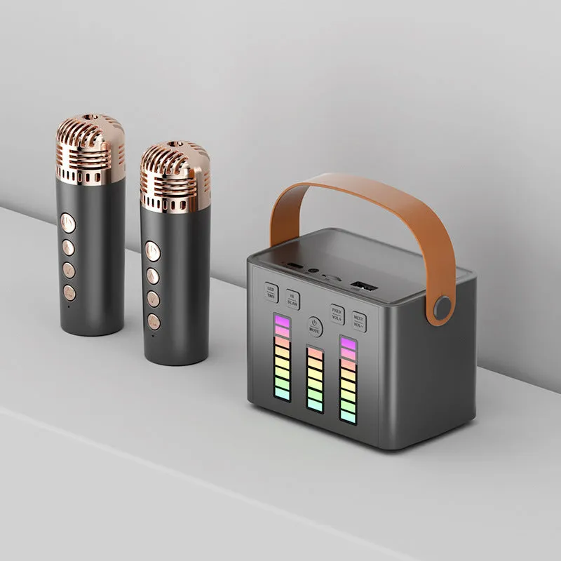 Wireless Bluetooth speaker with colourful light and microphone in white