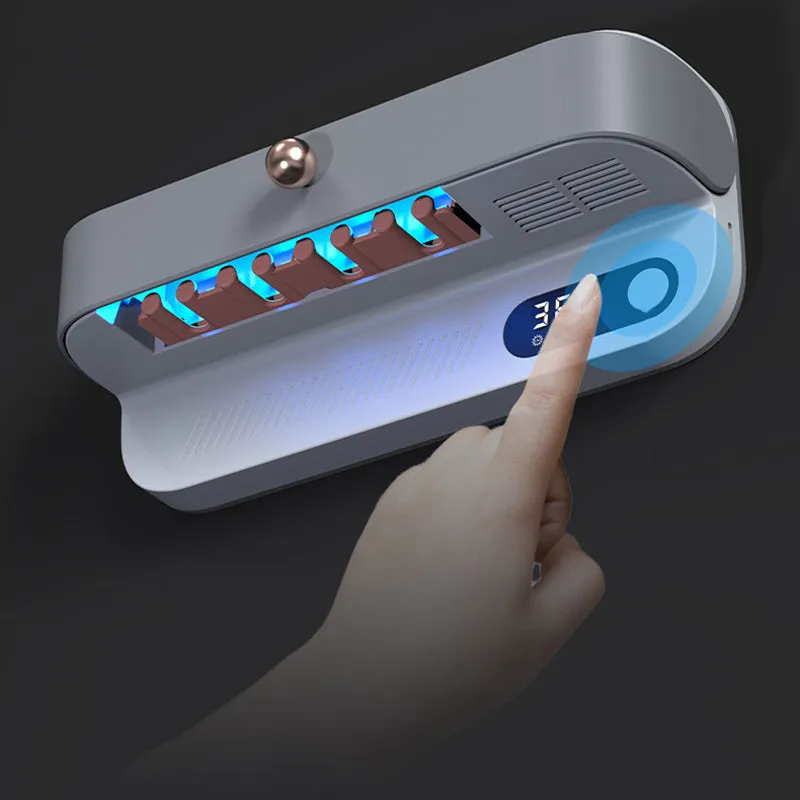 White wall-mounted smart toothbrush steriliser holder with USB charging port
