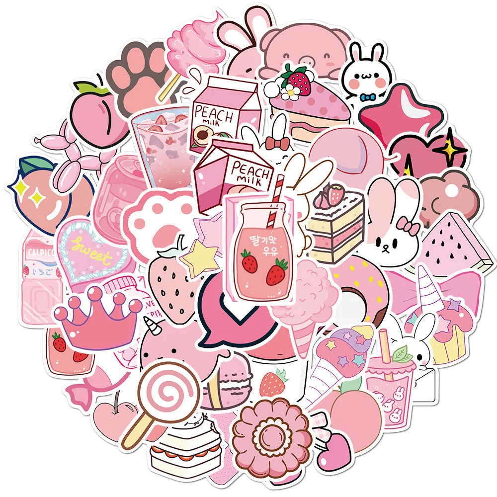 Cartoon graffiti stickers in assorted styles with waterproof matte finish, 3-6cm, 50 sheets per bag