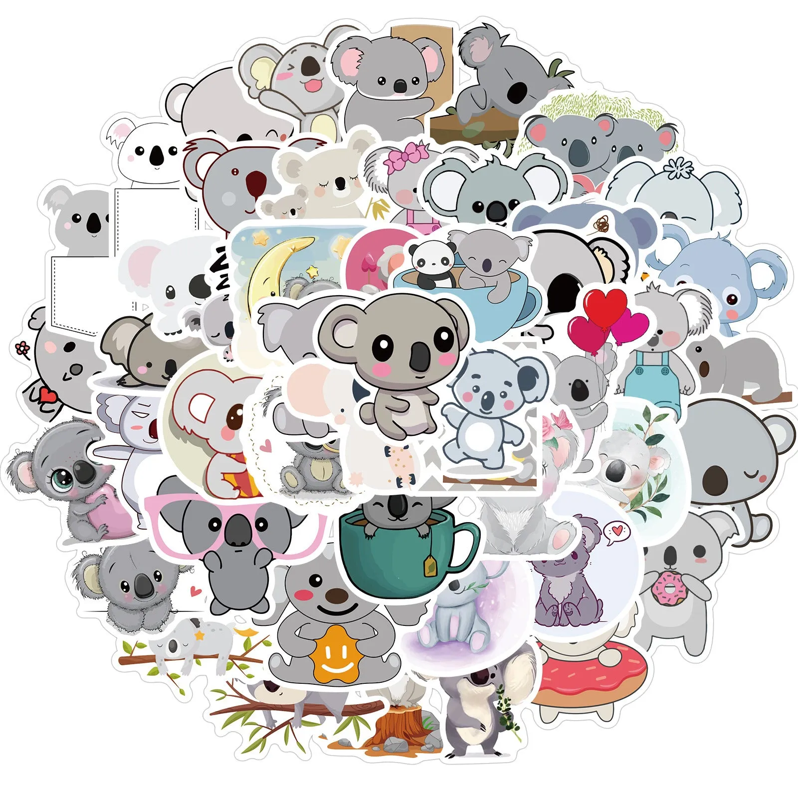 Cartoon graffiti stickers in assorted styles with waterproof matte finish, 3-6cm, 50 sheets per bag