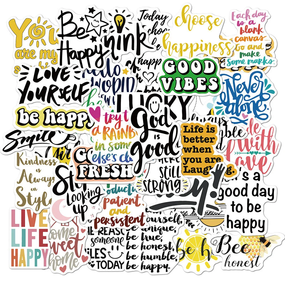 Cartoon graffiti stickers in assorted styles with waterproof matte finish, 3-6cm, 50 sheets per bag