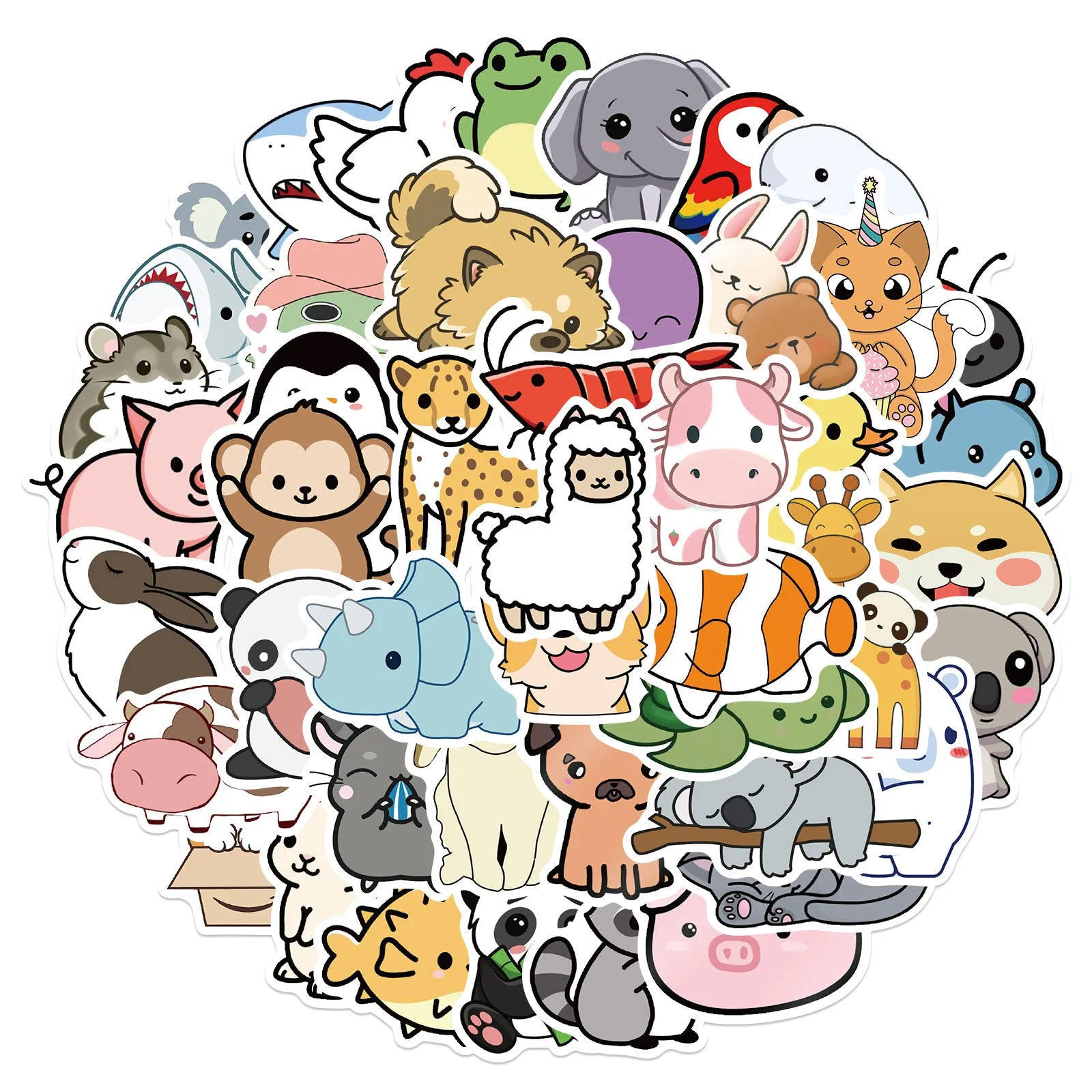 Cartoon graffiti stickers in assorted styles with waterproof matte finish, 3-6cm, 50 sheets per bag