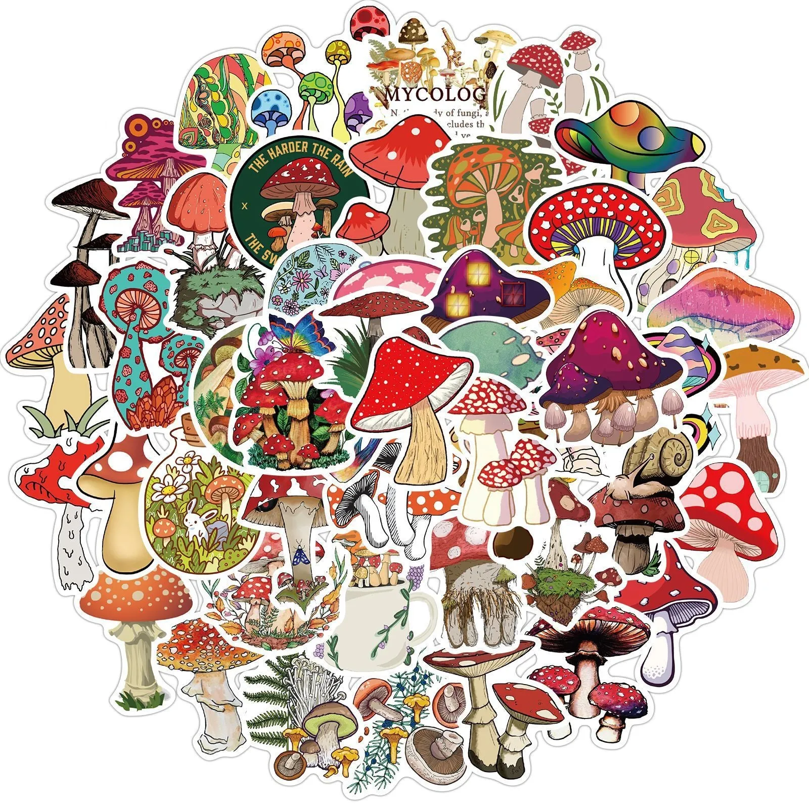 Cartoon graffiti stickers in assorted styles with waterproof matte finish, 3-6cm, 50 sheets per bag