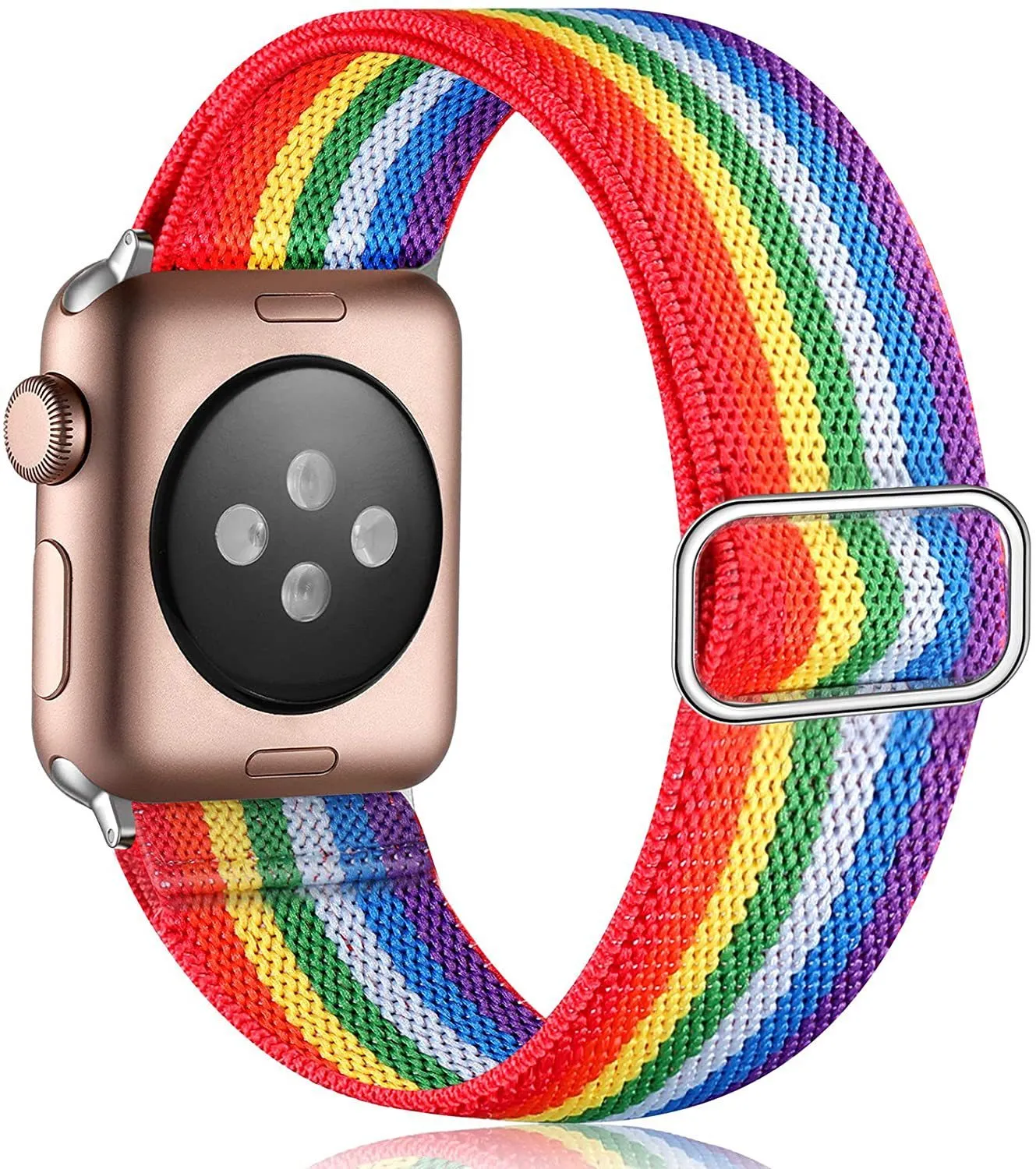 Ethnic style adjustable buckle elastic nylon woven strap for Apple Watch in black and white ethnic pattern
