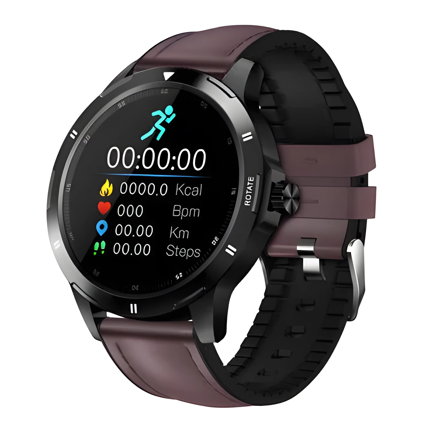 Smart waterproof silicone sports bracelet with a circular 1.28-inch IPS screen displaying information.