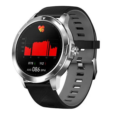 Smart waterproof silicone sports bracelet with a circular 1.28-inch IPS screen displaying information.