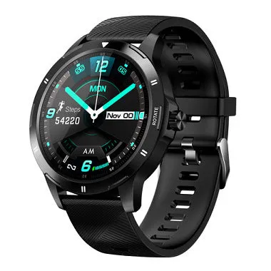 Smart waterproof silicone sports bracelet with a circular 1.28-inch IPS screen displaying information.