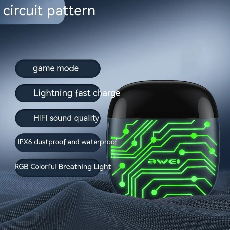 Private Model TWS e-sports Bluetooth wireless headset with Jerry chip, plastic housing, and breathing light on side