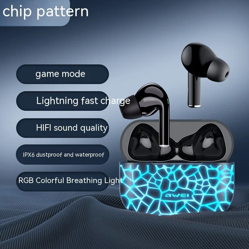 Private Model TWS e-sports Bluetooth wireless headset with Jerry chip, plastic housing, and breathing light on side