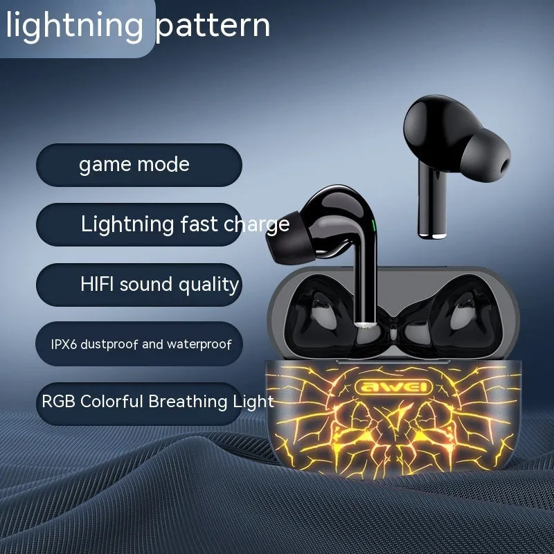 Private Model TWS e-sports Bluetooth wireless headset with Jerry chip, plastic housing, and breathing light on side
