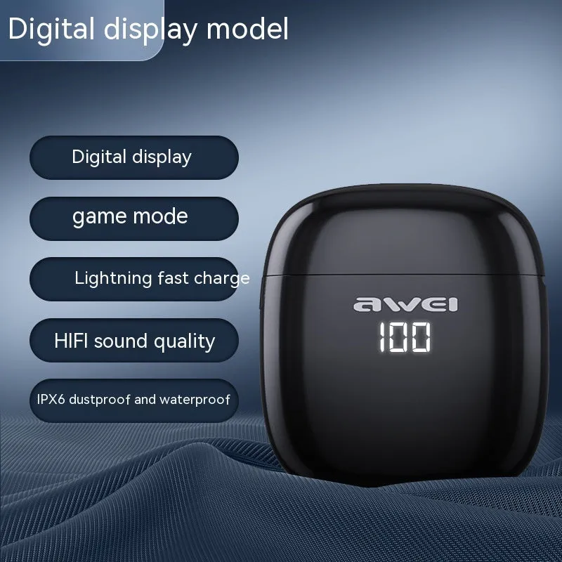 Private Model TWS e-sports Bluetooth wireless headset with Jerry chip, plastic housing, and breathing light on side
