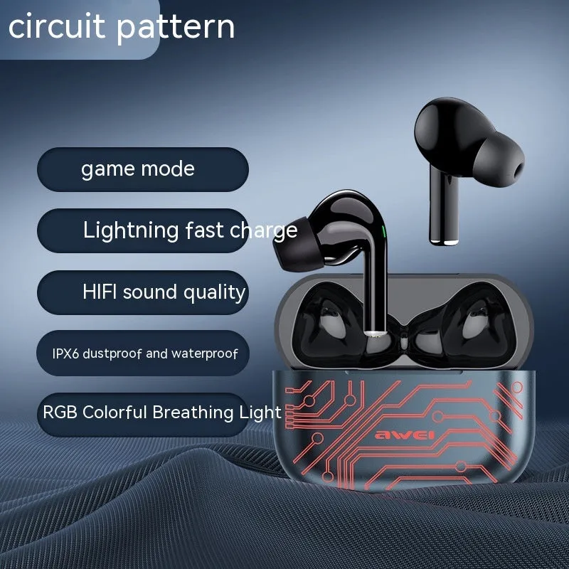 Private Model TWS e-sports Bluetooth wireless headset with Jerry chip, plastic housing, and breathing light on side