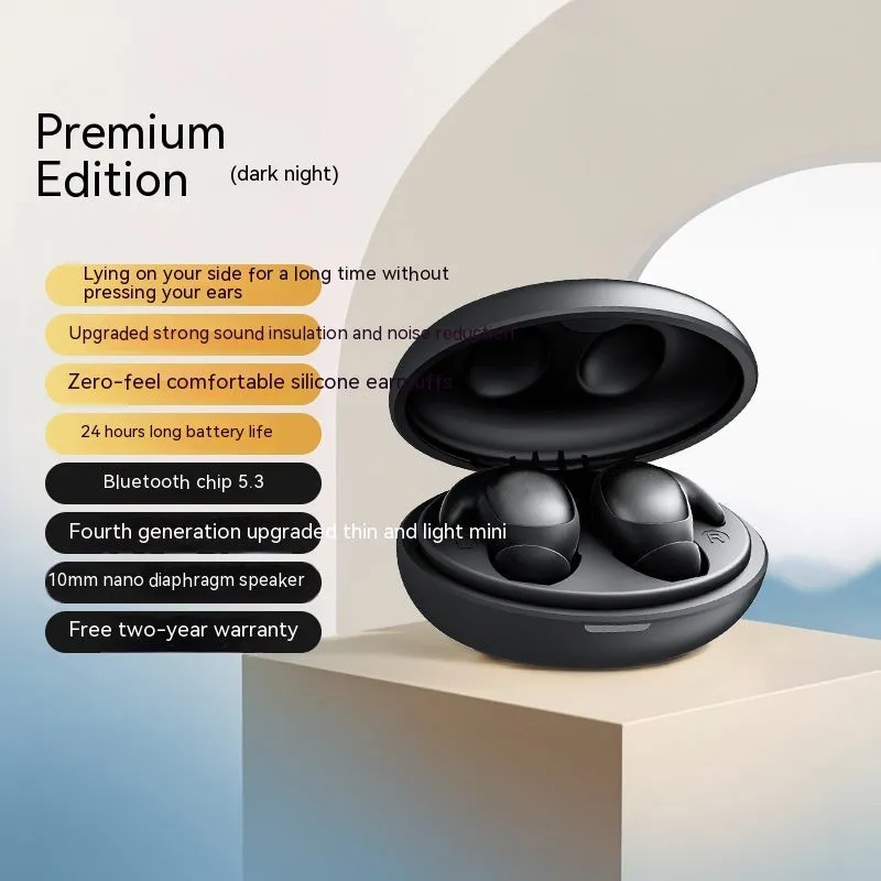 Sleep Headset TWS Wireless Bluetooth Sports Binaural In-Ear Earphones in Night Black on a white background