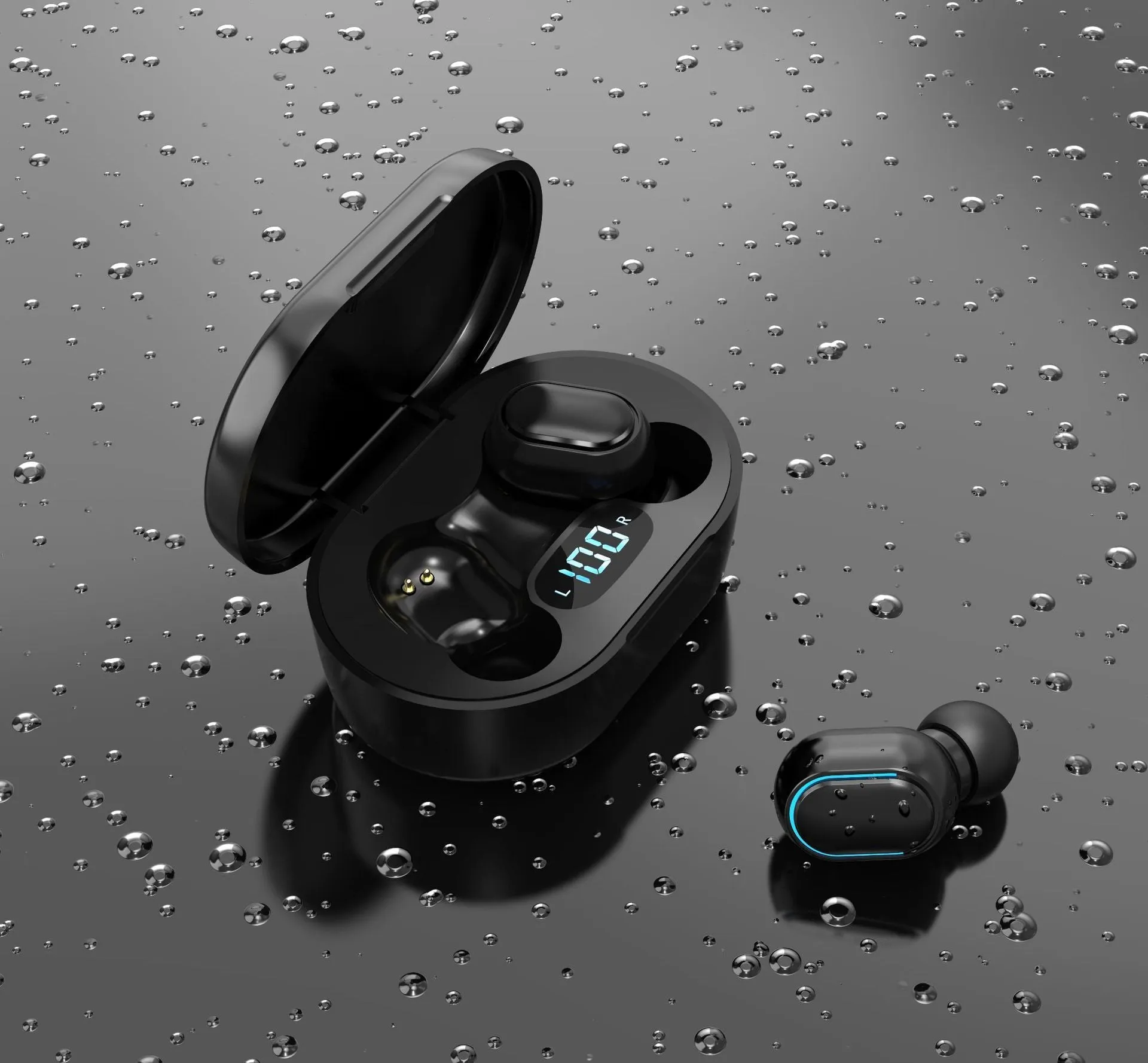 New E7S wireless binaural mini in-ear sports Bluetooth headset with ear hook design in black