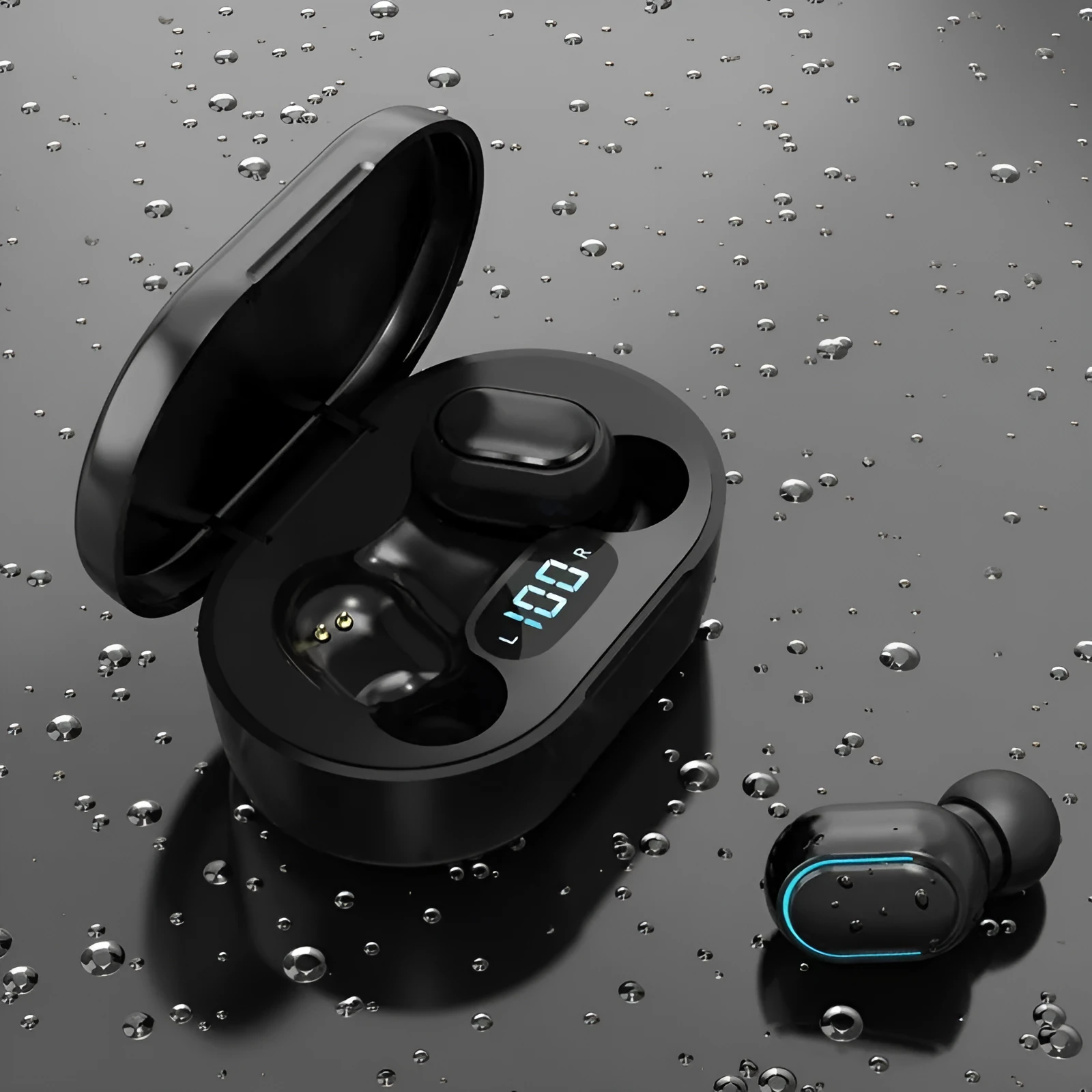 New E7S wireless binaural mini in-ear sports Bluetooth headset with ear hook design in black
