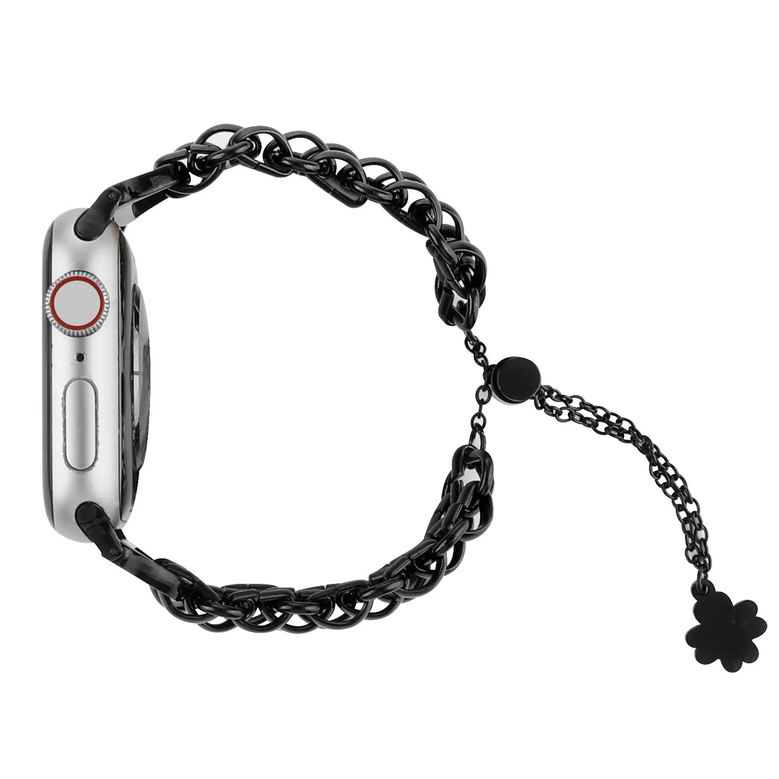 Stainless steel double row chain watch band for Apple Watch in silver colour