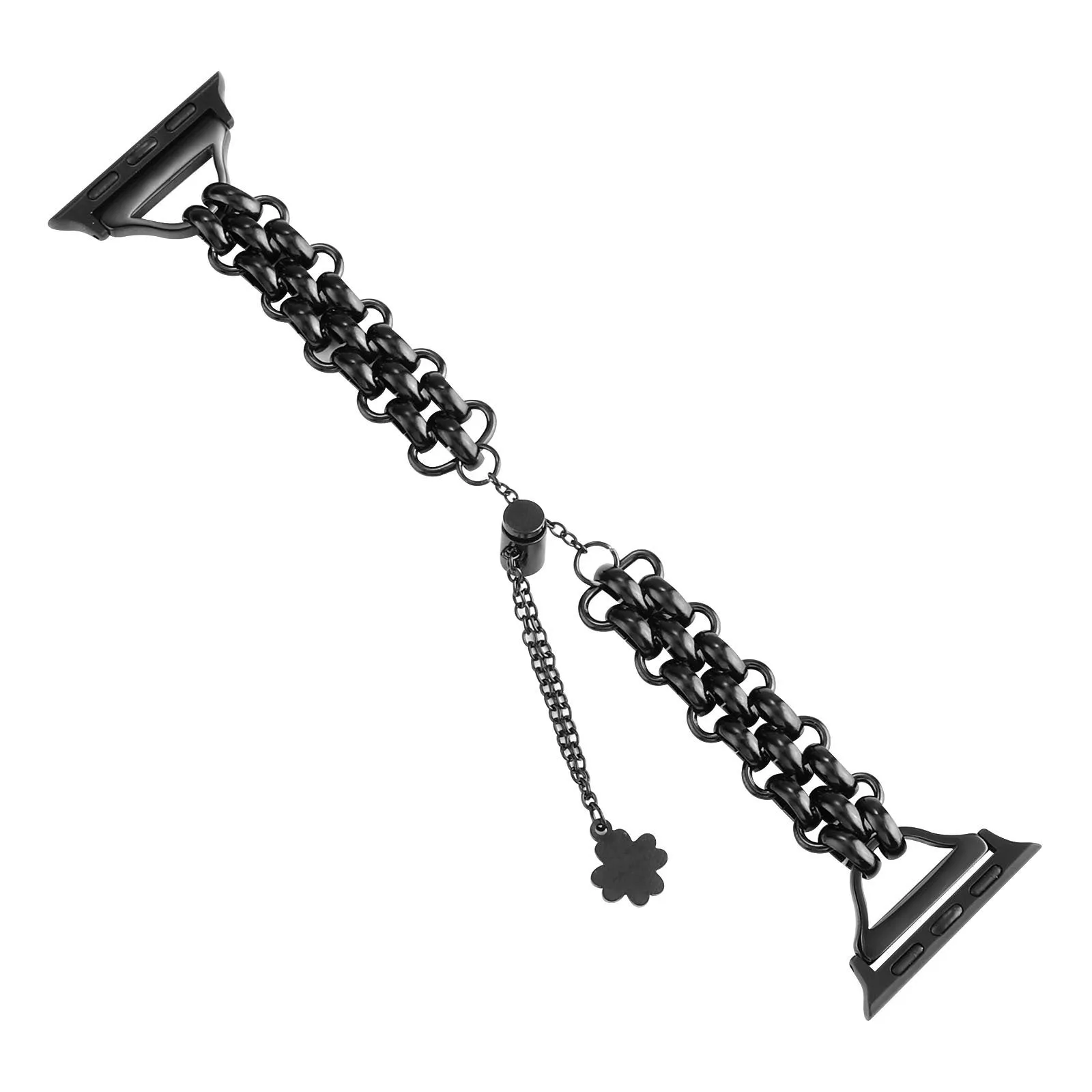 Stainless steel double row chain watch band for Apple Watch in silver colour