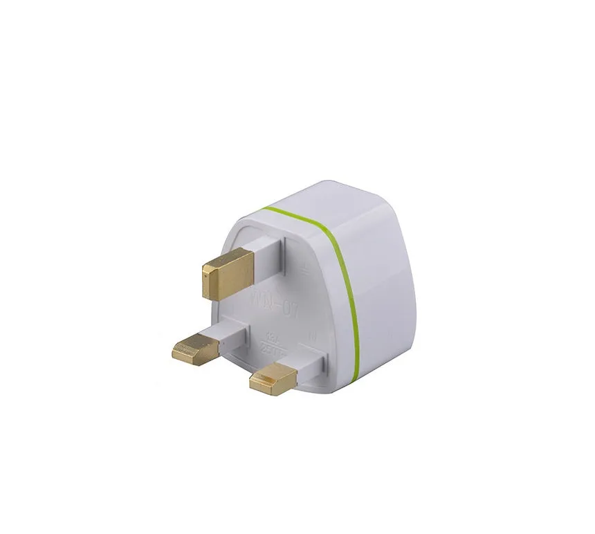 Pure copper global travel adapter plug in white, converting British and European standards, 10A 2500W