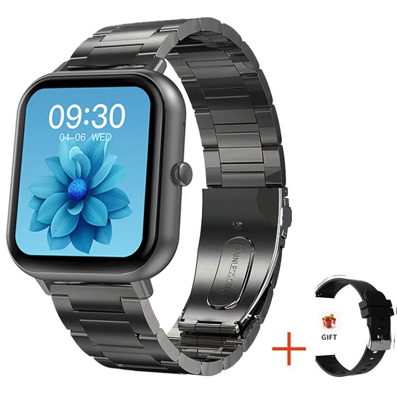 ZL54C Smart Watch in black with AMOLED screen displaying health metrics