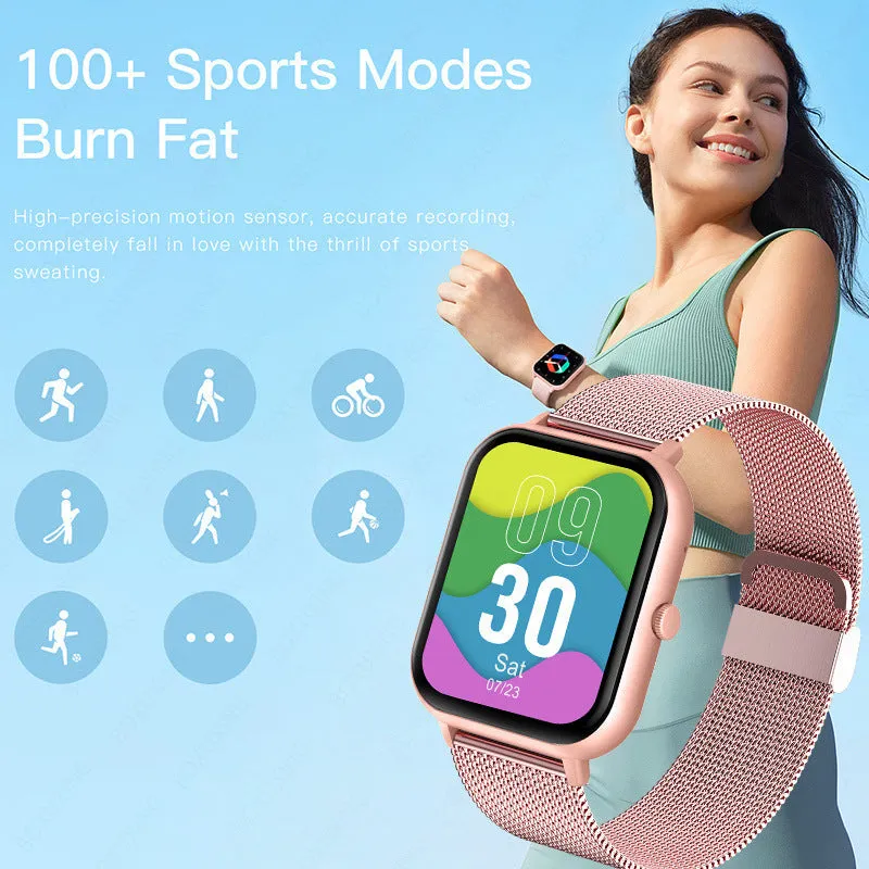 ZL54C Smart Watch in black with AMOLED screen displaying health metrics