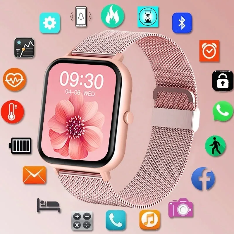 ZL54C Smart Watch in black with AMOLED screen displaying health metrics