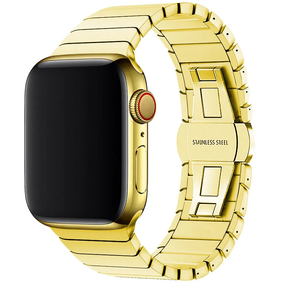 One bead bamboo joint butterfly clasp stainless steel strap for Apple Watch 38/40/41mm 42/44/45/49mm