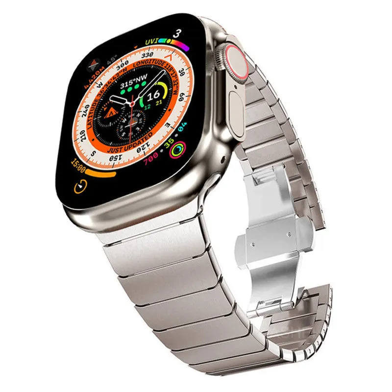 One bead bamboo joint butterfly clasp stainless steel strap for Apple Watch 38/40/41mm 42/44/45/49mm