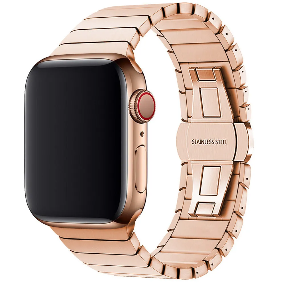 One bead bamboo joint butterfly clasp stainless steel strap for Apple Watch 38/40/41mm 42/44/45/49mm