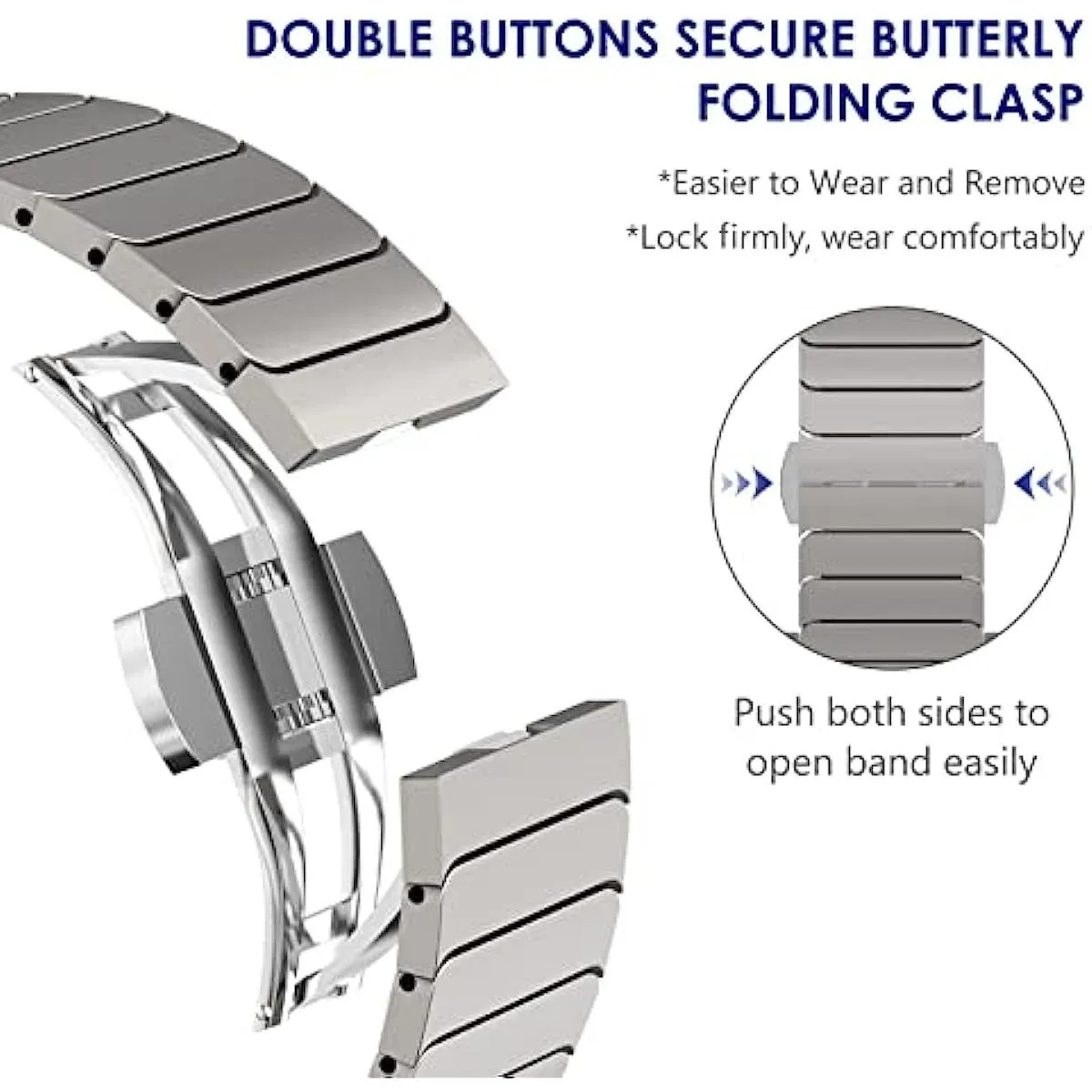 One bead bamboo joint butterfly clasp stainless steel strap for Apple Watch 38/40/41mm 42/44/45/49mm