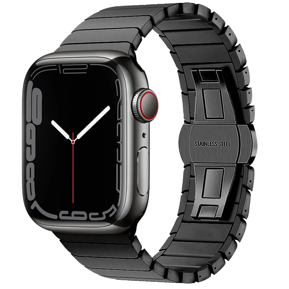 One bead bamboo joint butterfly clasp stainless steel strap for Apple Watch 38/40/41mm 42/44/45/49mm