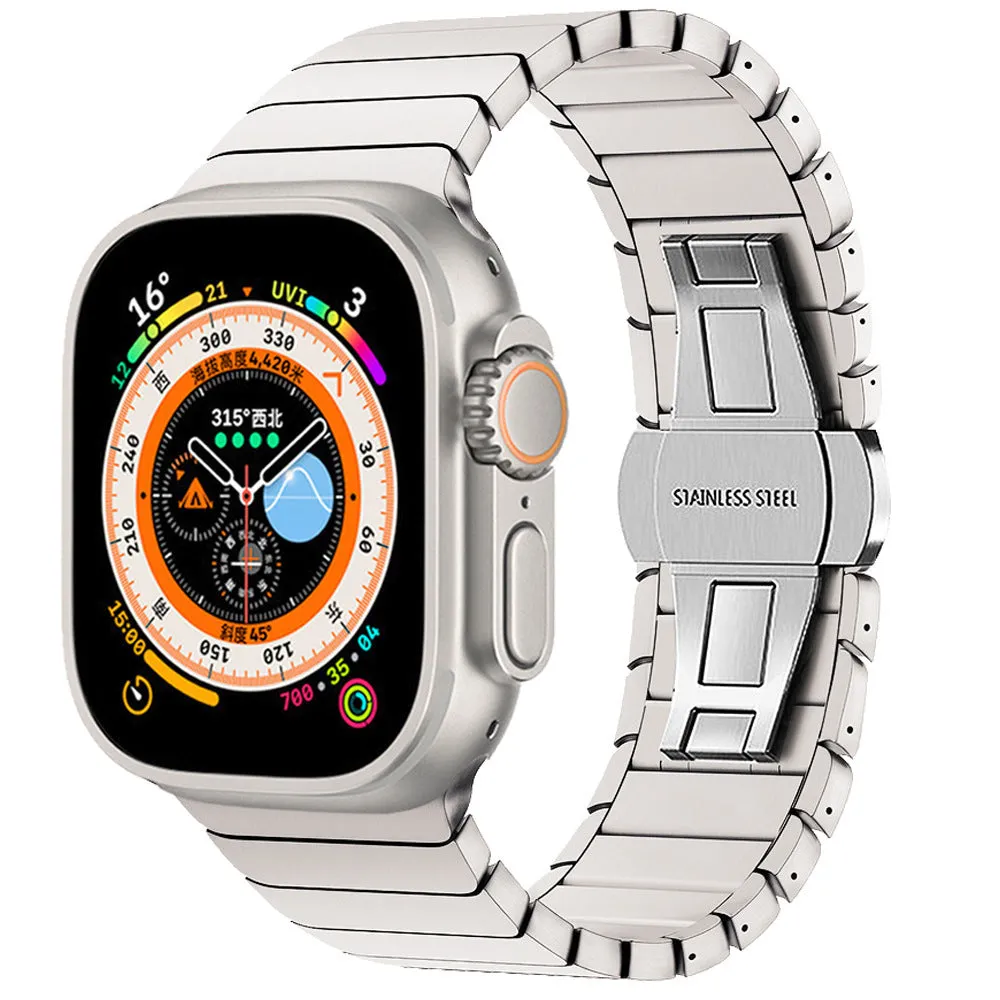 One bead bamboo joint butterfly clasp stainless steel strap for Apple Watch 38/40/41mm 42/44/45/49mm