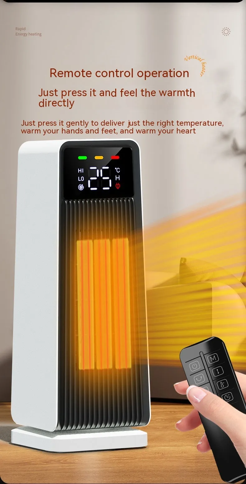 White small electric air conditioner heater with shaking head and touch controls for large rooms