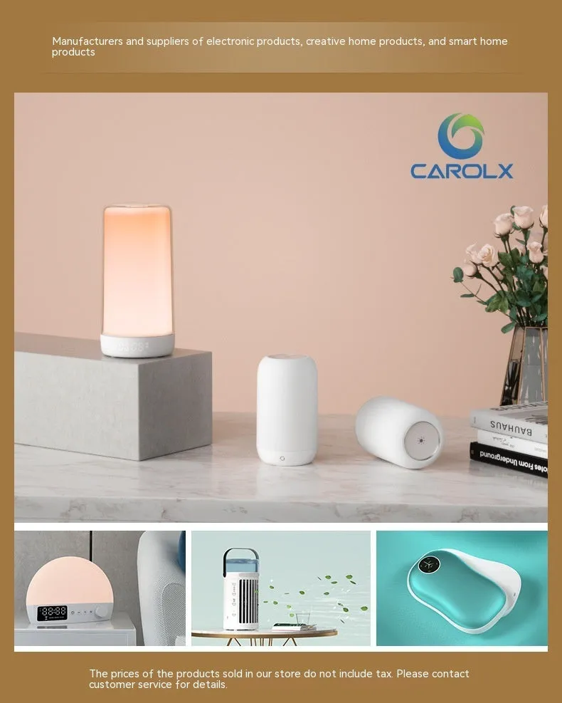 White small electric air conditioner heater with shaking head and touch controls for large rooms